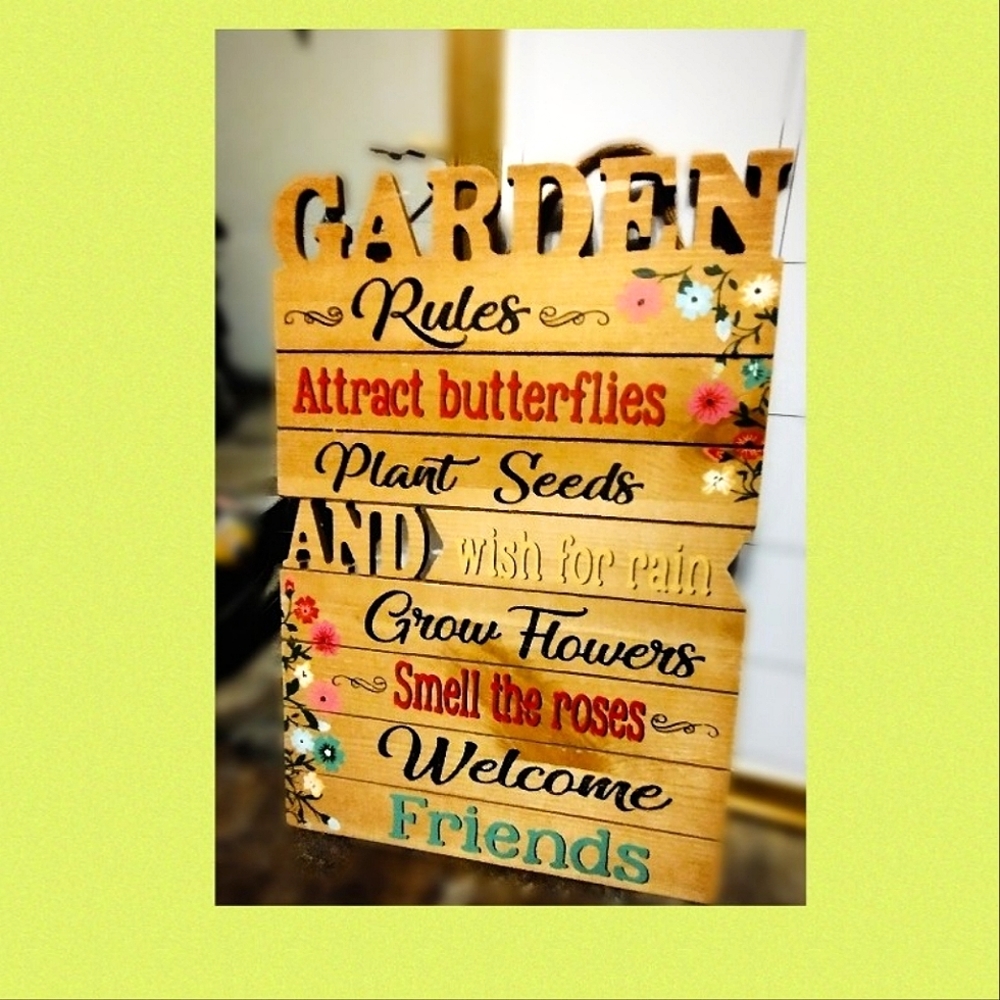 Wooden garden sign